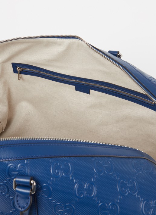 Gucci Weekendtas van leer met logoprint - detail 4 blauw