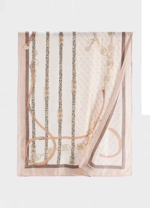 GUESS 4G sjaal met glitter 180 x 70 cm  - detail 2 taupe