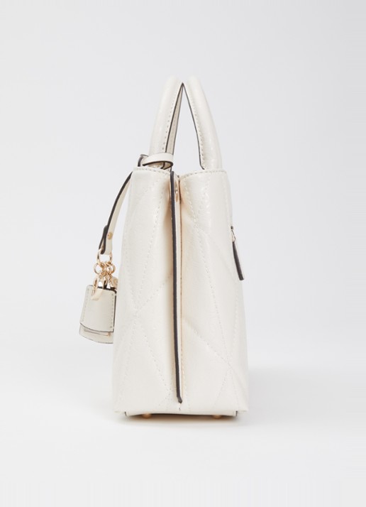 GUESS Aldina handtas met logoprint en afneembare schouderriem - detail 6 gebroken wit