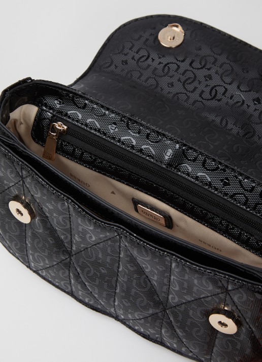GUESS Aldina handtas met logoprint en afneembare schouderriem - detail 5 zwart