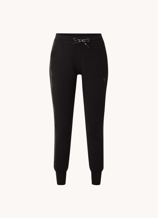 GUESS Allie Scuba high waist slim fit joggingbroek met logoband - voorkant 4 zwart