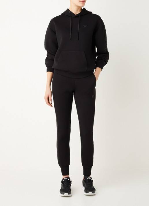 GUESS Allie Scuba high waist slim fit joggingbroek met logoband - voorkant 5 zwart