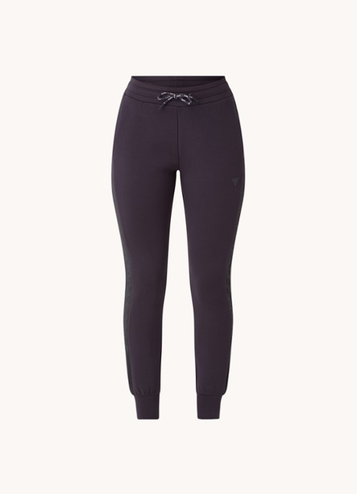 GUESS Allie Scuba high waist slim fit joggingbroek met logoband - voorkant 3 donkerblauw