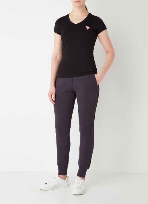 GUESS Allie Scuba high waist slim fit joggingbroek met logoband - voorkant 4 donkerblauw