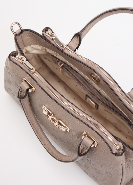GUESS Anise handtas met afneembare schouderriem - detail taupe
