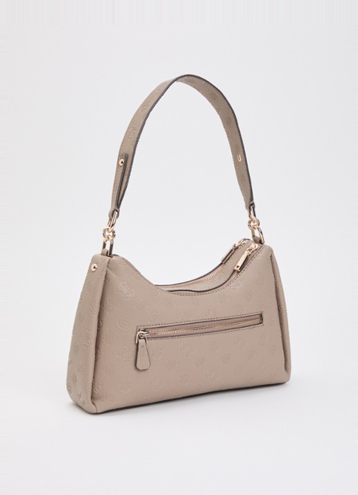 GUESS Anise schoudertas met logoprint  - achterkant taupe