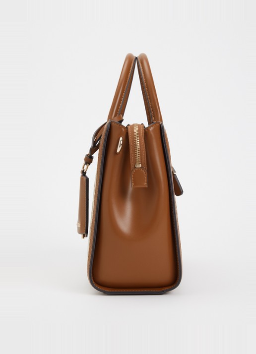 GUESS Audrey handtas met logoprint en afneembare schouderriem - detail 4 beige