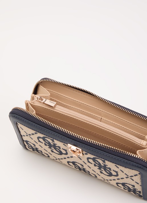 GUESS Audrey portemonnee met logoprint - voorkant 2 donkerblauw