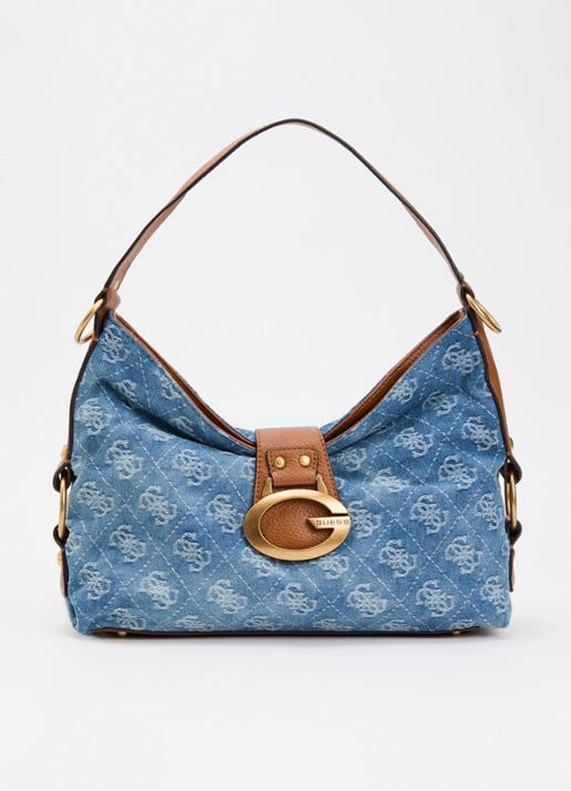 GUESS Camden Large schoudertas van denim met logoprint