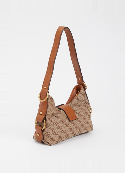 GUESS Camden Mini schoudertas met logoprint - achterkant 4 beige