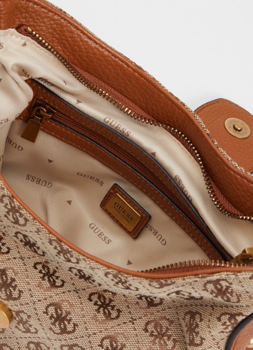 GUESS Camden Mini schoudertas met logoprint - detail beige