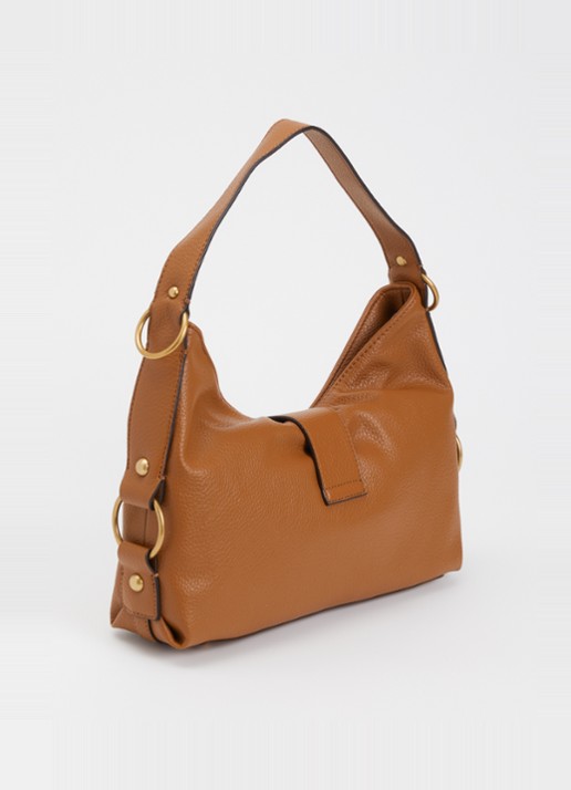 GUESS Camden schoudertas met logo - achterkant cognac