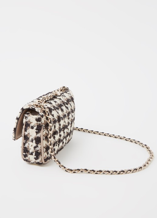 GUESS Cessily crossbodytas met tweed-look - achterkant 4 gebroken wit