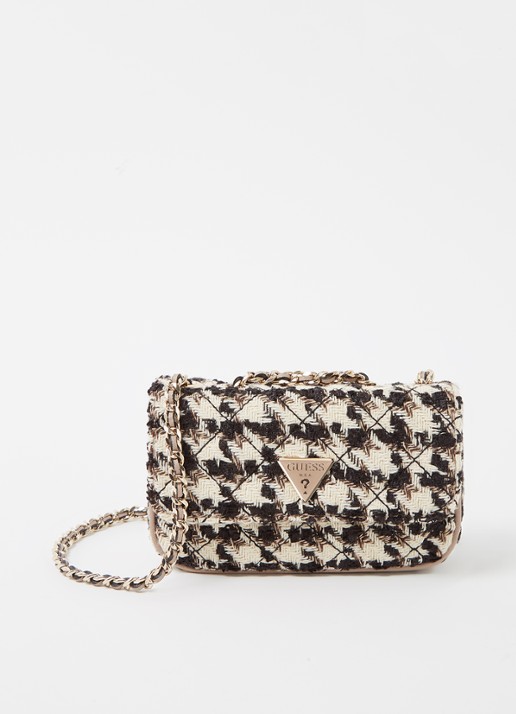 GUESS Cessily crossbodytas met tweed-look - voorkant 3 gebroken wit