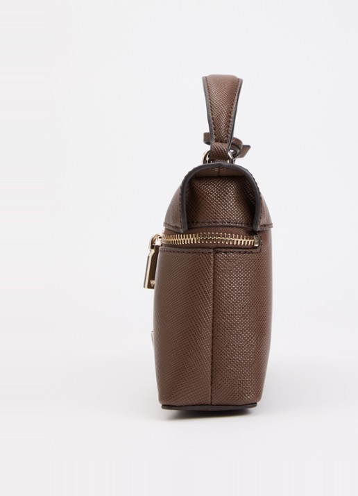 GUESS Danielle Canister handtas met afneembare schouderriem - detail 4 chocoladebruin