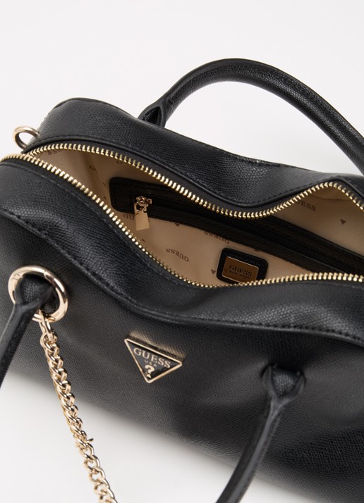 GUESS Davina Charms handtas met afneembare schouderriem en tasbedel - detail zwart