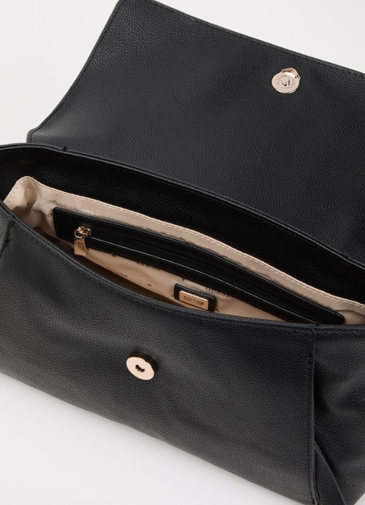 GUESS Devon handtas met logo en afneembare schouderriem - detail 3 zwart
