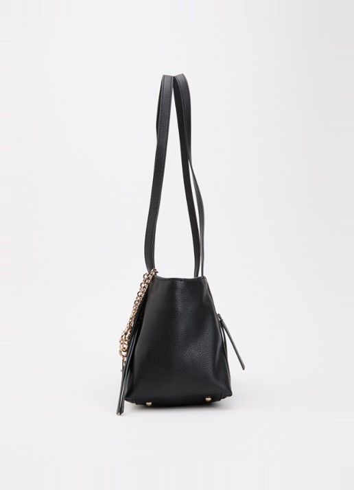 GUESS Devon schoudertas met logo en tasbedel - detail 4 zwart