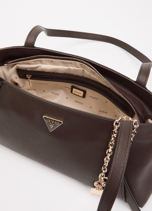 GUESS Devon schoudertas met logo  - detail 3 kastanjebruin