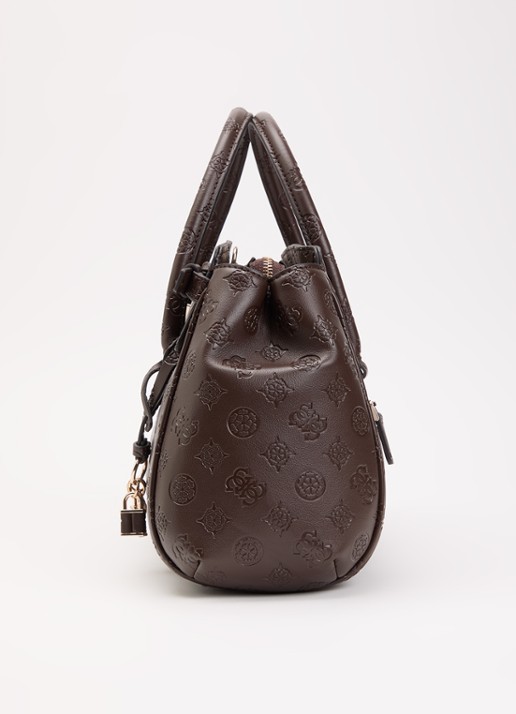 GUESS Diana handtas met logoprint en afneembare schouderriem - detail 3 chocoladebruin