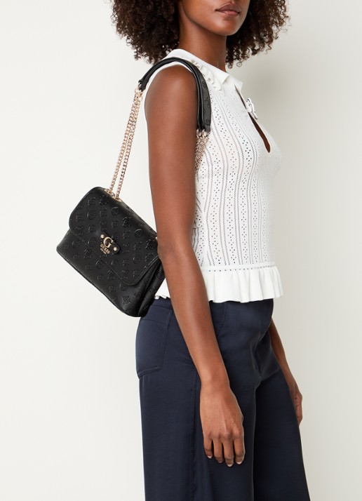 GUESS Dita Logo crossbodytas met logo en afneembare schouderriem  - voorkant 4 zwart