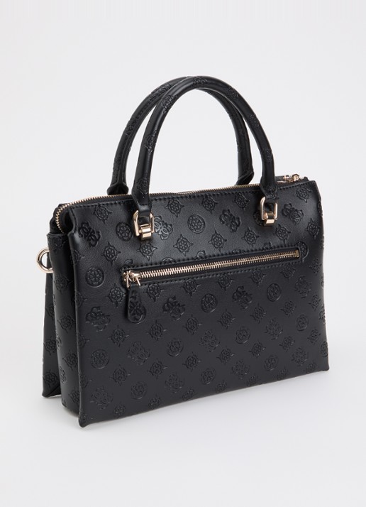 GUESS Dita Logo handtas met logoprint en afneembare schouderriem  - achterkant 7 zwart