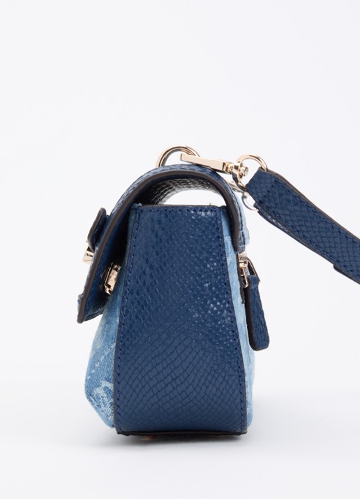 GUESS Dovie schoudertas van denim met logo print  - detail 2 indigo