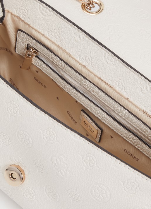 GUESS Ella crossbodytas met logoprint en verstelbare schouderriem - detail 2 creme