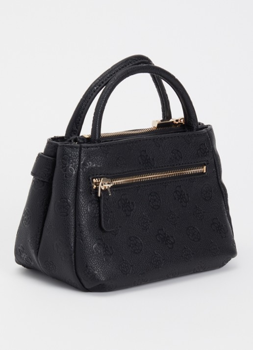 GUESS Ella handtas met logoprint en afneembare schouderriem - achterkant 5 zwart