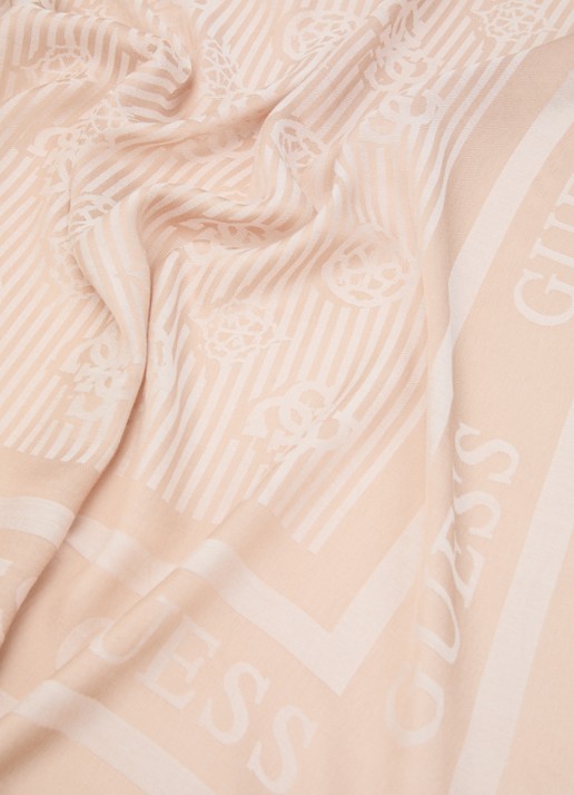 GUESS Ella Kefiah sjaal met logo 130 x 130 cm  - detail 2 beige