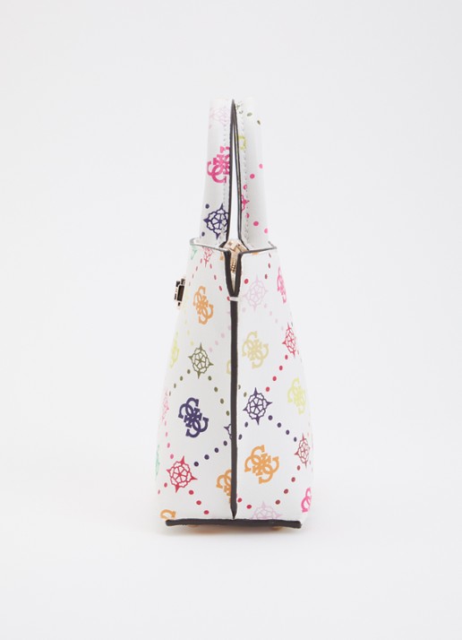 GUESS Emelie Mini handtas met logoprint en afneembare schouderriem - detail 3 wit