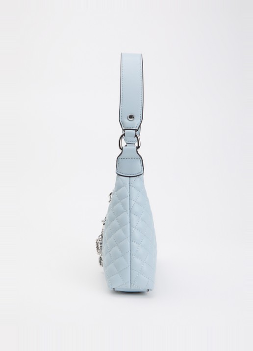 GUESS Everlee schoudertas met quilt patroon - detail 3 lichtblauw