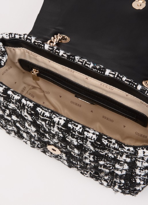 GUESS Everlee schoudertas met tweed-look - detail 2 zwart