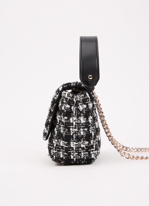 GUESS Everlee schoudertas met tweed-look - detail 3 zwart