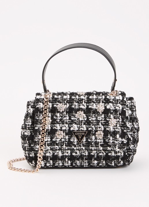 GUESS Everlee schoudertas met tweed-look
