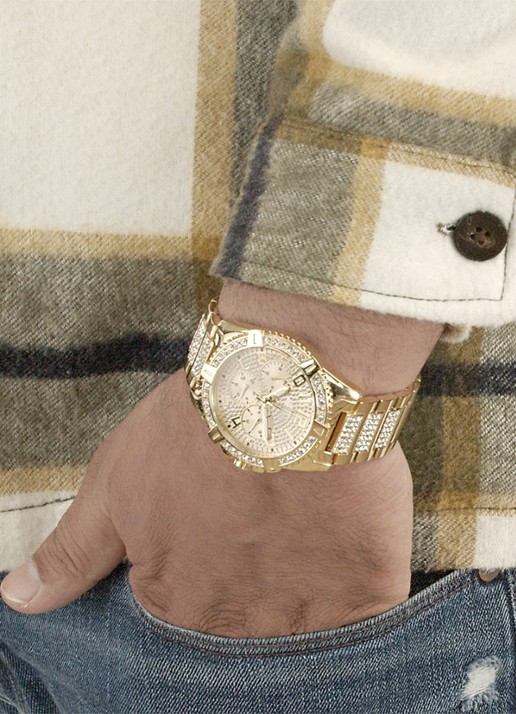 GUESS Frontier Sport Steel horloge W0799G2 - detail 3 goud
