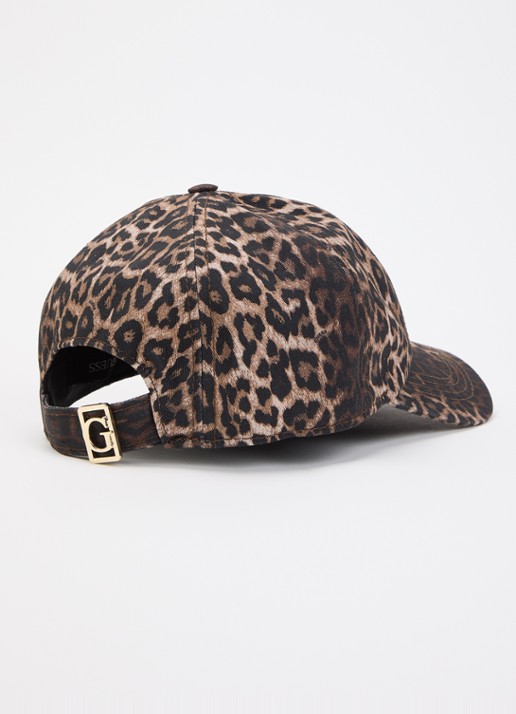 GUESS Gabardine met panterprint en logoborduring - detail bruin