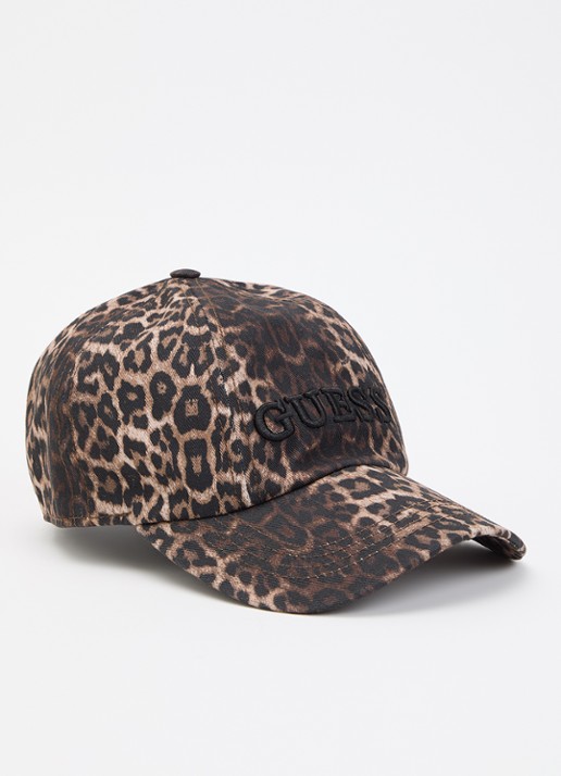 GUESS Gabardine met panterprint en logoborduring
