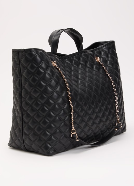 GUESS Giully II Large shopper met quilt patroon en uitneembaar etui - achterkant zwart