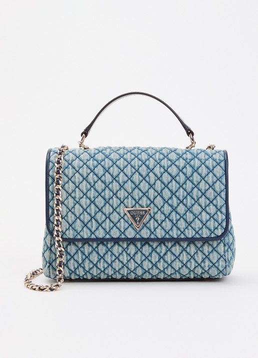 GUESS Giully II schoudertas van denim met quilt patroon en verstelbare schouderriem