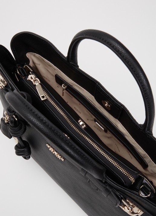 GUESS Gregoria handtas met logo en afneembare schouderriem - detail 5 zwart