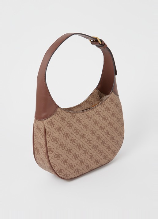 GUESS Izzy schoudertas met logoprint  - achterkant 4 lichtbruin