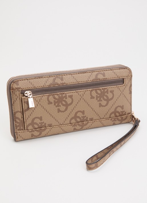 GUESS Janie portemonnee met logoprint - achterkant 3 beige