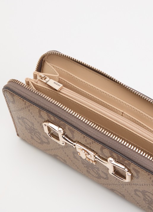GUESS Janie portemonnee met logoprint - voorkant 2 beige