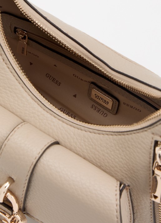 GUESS Jessa schoudertas met afneembare schouderriem - detail taupe