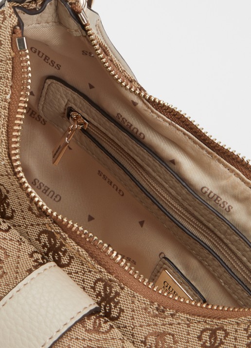 GUESS Jessa schoudertas met logoprint en afneembare schouderriem - detail 2 lichtbruin