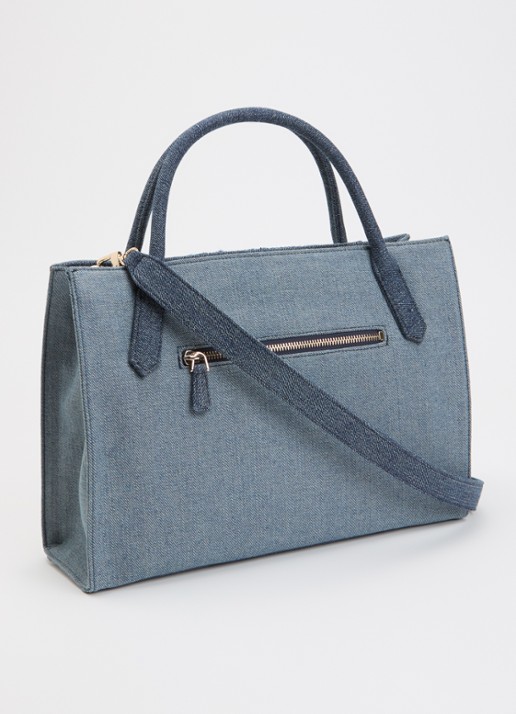 GUESS Jodi handtas van denim met afneembare schouderriem - achterkant 7 indigo