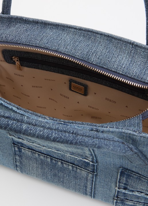 GUESS Jodi handtas van denim met afneembare schouderriem - detail indigo