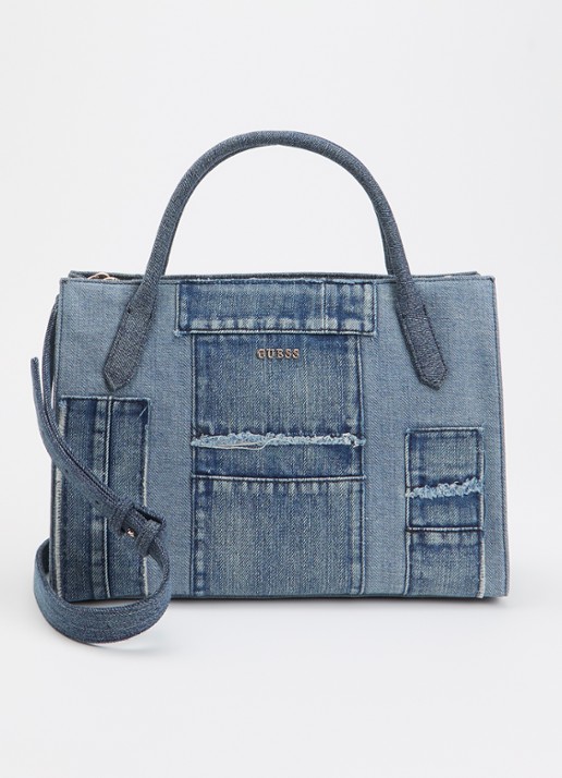 GUESS Jodi handtas van denim met afneembare schouderriem