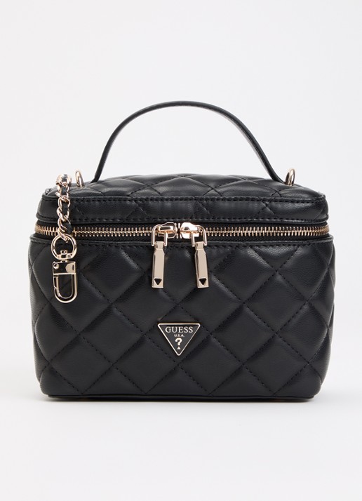 GUESS Juliet Canister handtas met quilt patroon en afneembare schouderriem - voorkant zwart